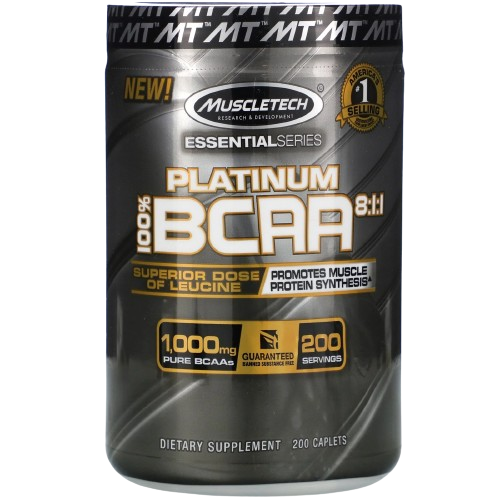 Platinum 100% BCAA 8:1:1 - 200 Capsules - Muscletech